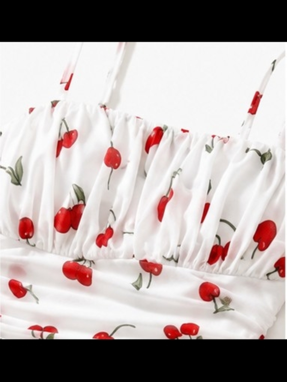 Cherry Print Ruched Mesh Mini Dress Cottagecore Coquette Summer Sundress Large - Picture 5 of 8